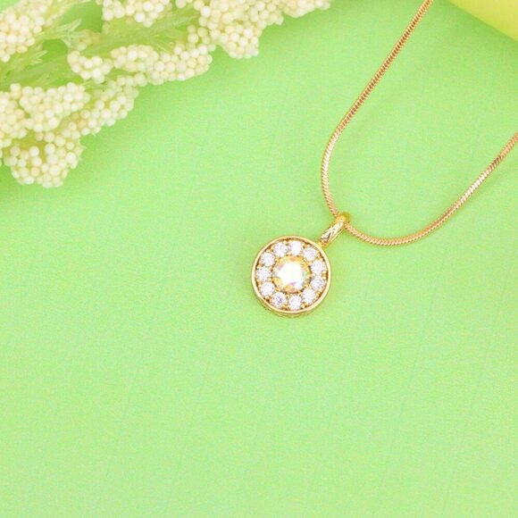 "Satin White Center Pendant with Crystal Halo Rose Gold Charm, XPPT1594 - Picture 4 of 13